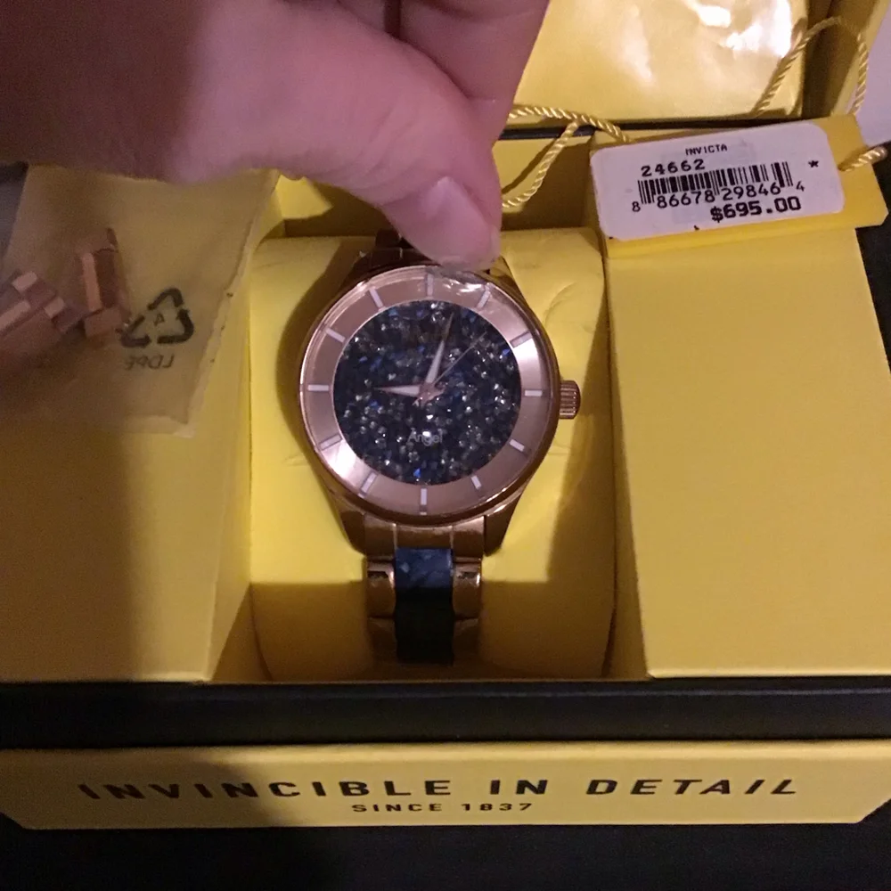 Invicta Women's 24662 Angel Quartz Rose‎ Gold Blue Dial Watch preloved